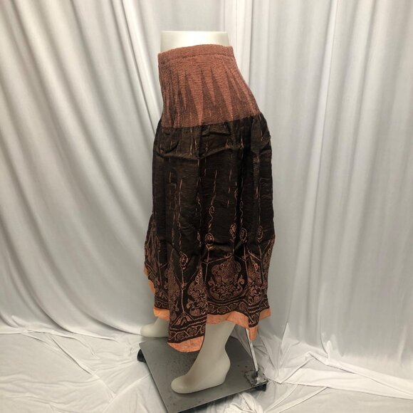 Coldwater Creek Skirt Womens Size Petite Medium Brown Orange Broomstick Peasant - Picture 4 of 7